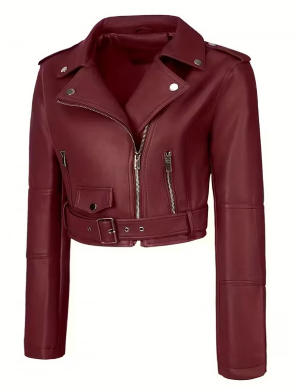  Fermuar Kapanışlı Şık Kırmızı Motosiklet Ceketi&hellip;